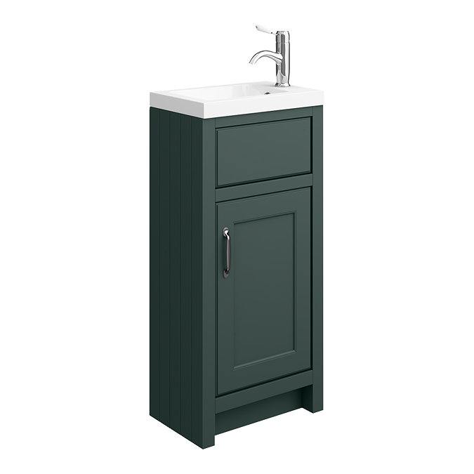 Chatsworth Traditional Green Small Vanity - 400mm Wide with Chrome Handle