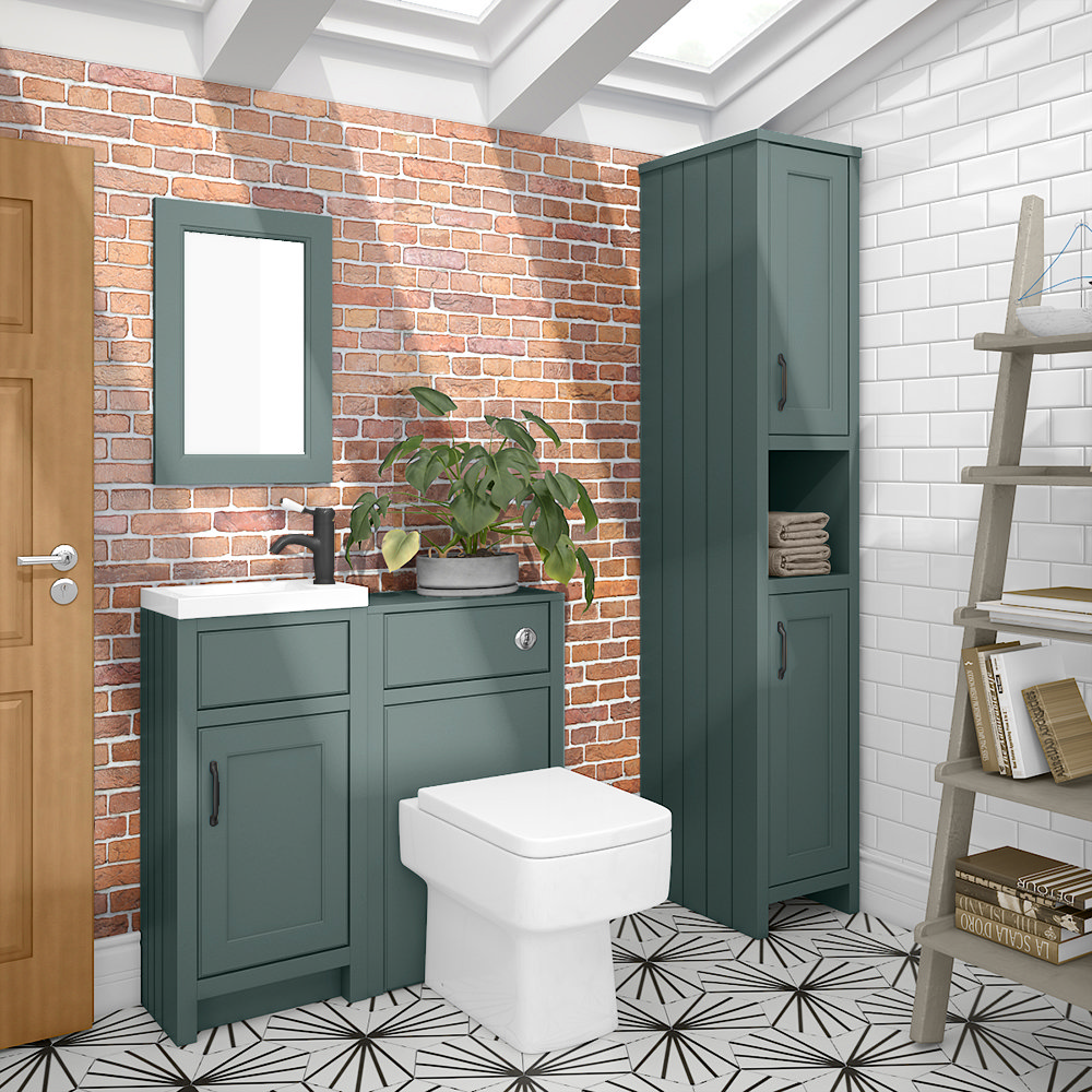 Chatsworth Traditional Green Small Vanity - 400mm Wide with Matt Black ...