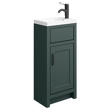 Chatsworth Traditional Green Small Vanity - 400mm Wide with Matt Black Handle  Profile Large Image