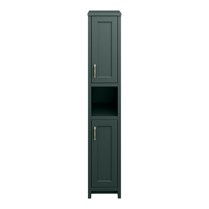 Chatsworth Traditional Green Tall Cabinet with Brushed Brass Handles