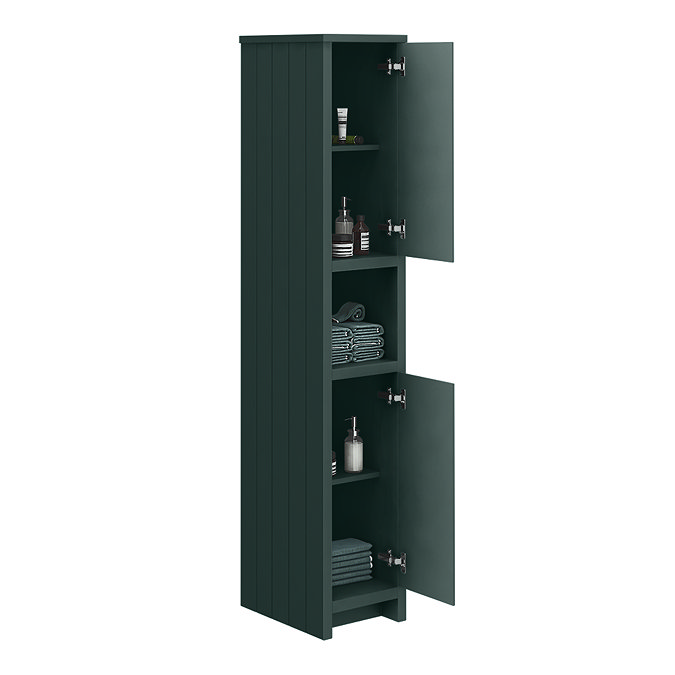 Chatsworth Traditional Green Tall Cabinet with Brushed Brass Handles