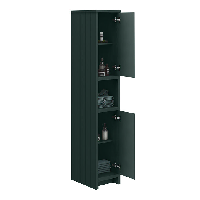 Chatsworth Traditional Green Tall Cabinet with Matt Black Handles