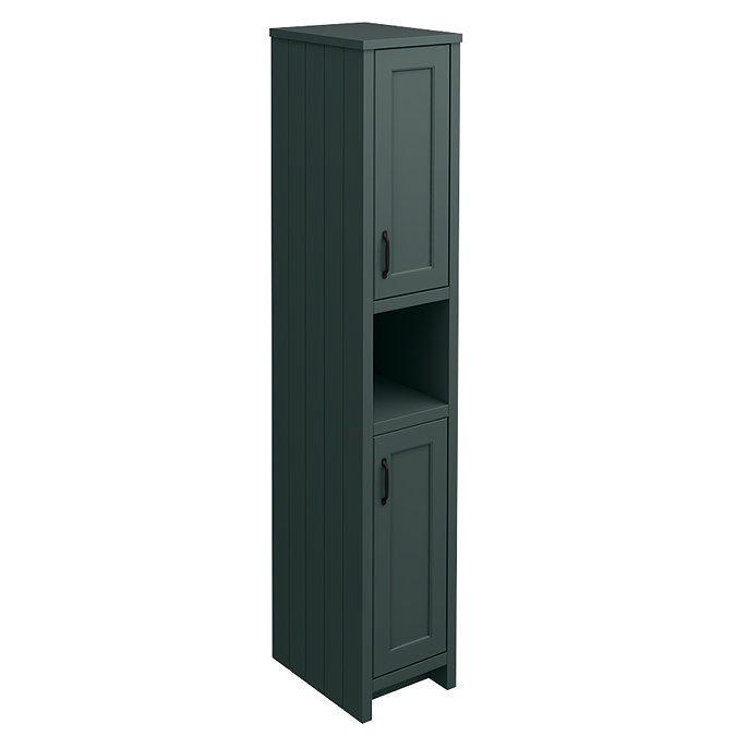 Chatsworth Traditional Green Tall Cabinet with Matt Black Handles Large Image