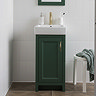 Chatsworth Traditional Green Vanity - 425mm Wide with Brushed Brass Handle