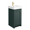 Chatsworth Traditional Green Vanity - 425mm Wide with Brushed Brass Handle