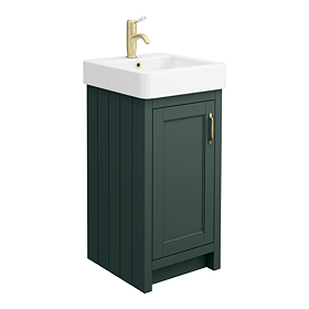 Chatsworth Traditional Green Vanity - 425mm Wide with Brushed Brass Handle