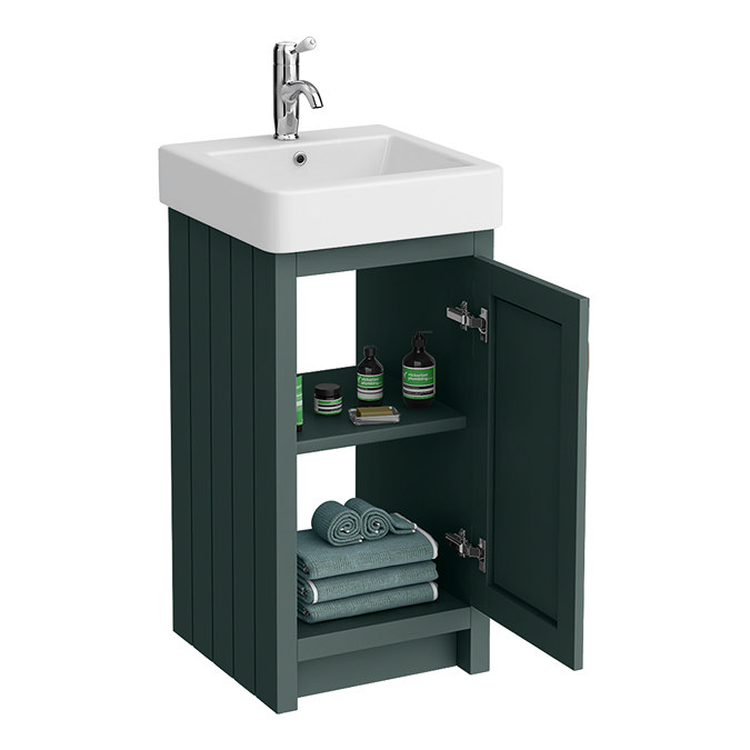 Chatsworth Traditional Green Vanity - 425mm Wide with Chrome Handle