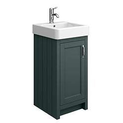 Chatsworth Traditional Green Vanity - 425mm Wide with Chrome Handle