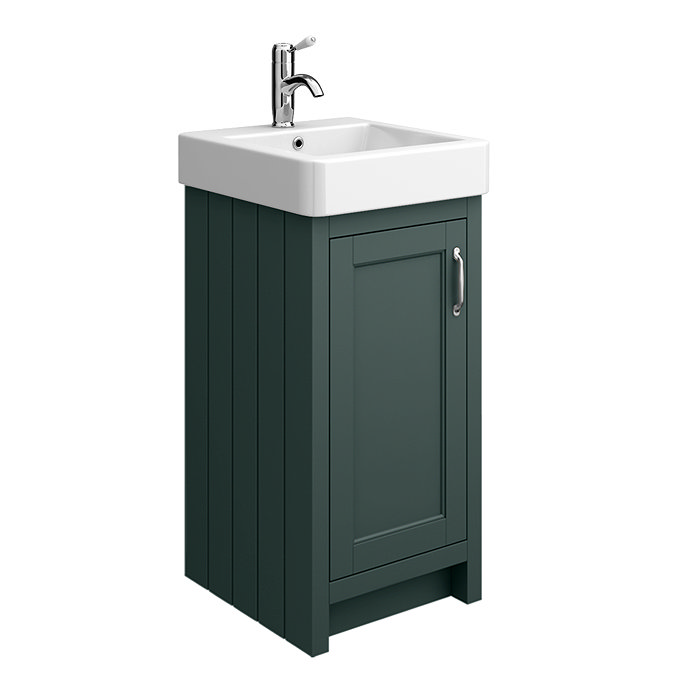 Chatsworth Traditional Green Vanity - 425mm Wide with Chrome Handle