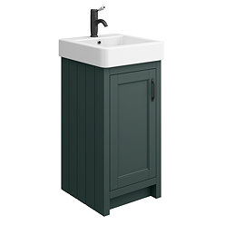 Chatsworth Traditional Green Vanity - 425mm Wide with Matt Black Handle