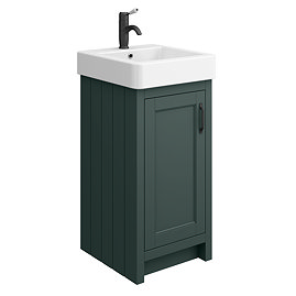 Chatsworth Traditional Green Vanity - 425mm Wide with Matt Black Handle