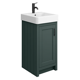 Chatsworth Traditional Green Vanity - 425mm Wide with Matt Black Handle