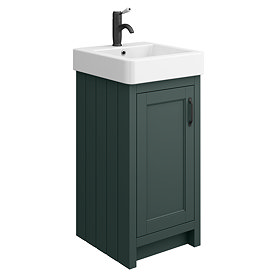 Chatsworth Traditional Green Vanity - 425mm Wide with Matt Black Handle