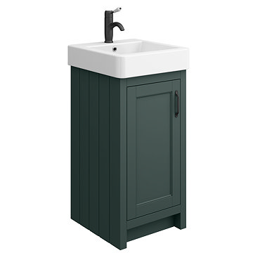 Chatsworth Traditional Green Vanity - 425mm Wide with Matt Black Handle  Profile Large Image