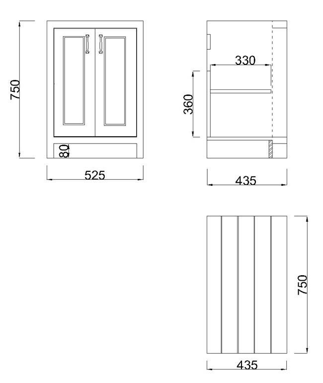 Chatsworth Traditional Green Vanity - 560mm Wide with Chrome Handles