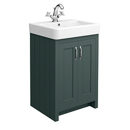 Chatsworth Traditional Green Vanity - 560mm Wide with Chrome Handles