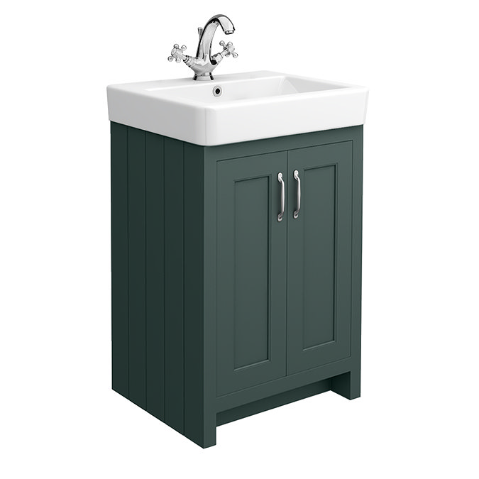 Chatsworth Traditional Green Vanity - 560mm Wide with Chrome Handles