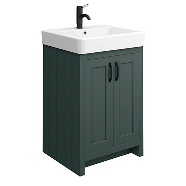 Chatsworth Traditional Green Vanity - 560mm Wide with Matt Black Handles  Profile Large Image