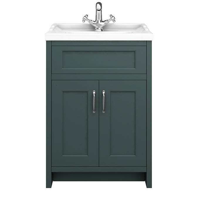 Chatsworth Traditional Green Vanity 620mm Wide with Chrome Handles