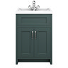 Chatsworth Traditional Green Vanity 620mm Wide with Chrome Handles