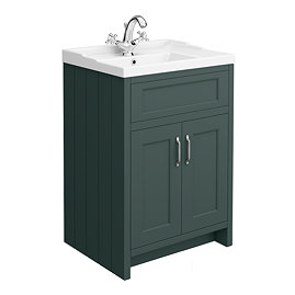 Chatsworth Traditional Green Vanity 620mm Wide with Chrome Handles