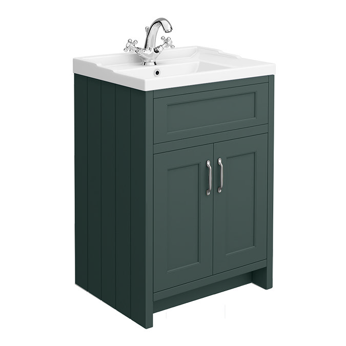 Chatsworth Traditional Green Vanity 620mm Wide with Chrome Handles
