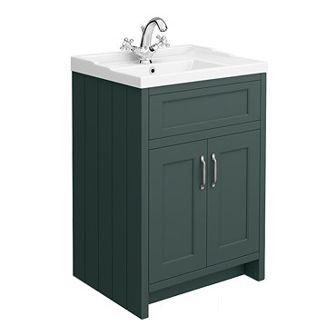 Chatsworth Traditional Green Vanity 620mm Wide with Chrome Handles