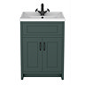Chatsworth Traditional Green Vanity 620mm Wide with Matt Black Handles