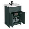 Chatsworth Traditional Green Vanity 620mm Wide with Matt Black Handles