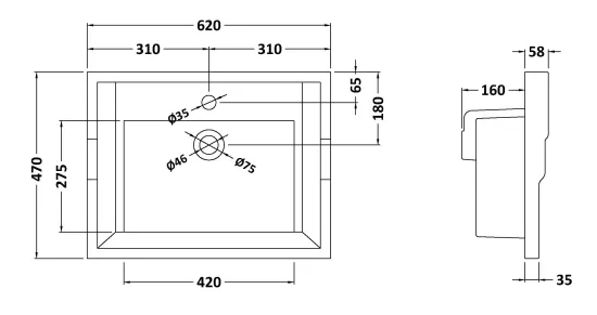Chatsworth Traditional Green Vanity 620mm Wide with Matt Black Handles