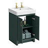 Chatsworth Traditional Green Vanity Unit - 2 Tap Hole, 560mm Wide, Brushed Brass Handles