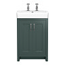 Chatsworth Traditional Green Vanity Unit - 2 Tap Hole, 560mm Wide, Chrome Handles