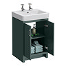 Chatsworth Traditional Green Vanity Unit - 2 Tap Hole, 560mm Wide, Chrome Handles