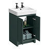 Chatsworth Traditional Green Vanity Unit - 2 Tap Hole, 560mm Wide, Matt Black Handles