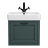 Chatsworth Traditional Green Wall Hung Vanity - 560mm Wide with Matt Black Handle