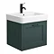 Chatsworth Traditional Green Wall Hung Vanity - 560mm Wide with Matt Black Handle Large Image