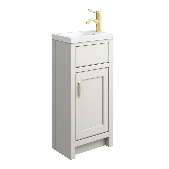 Chatsworth Traditional Grey 400mm Small Vanity with Brushed Brass Handle