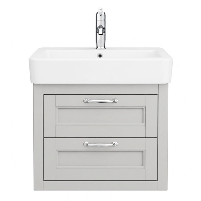 Chatsworth Traditional Grey 560mm 2 Drawer Wall Hung Vanity with Chrome Handles