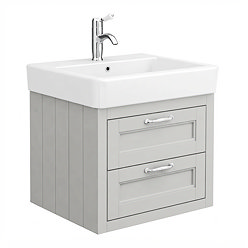 Chatsworth Traditional Grey 560mm 2 Drawer Wall Hung Vanity with Chrome Handles