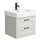 Chatsworth Traditional Grey 560mm 2 Drawer Wall Hung Vanity with Matt Black Handles