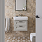 Chatsworth Traditional Grey 560mm 2 Drawer Wall Hung Vanity with Matt Black Handles
