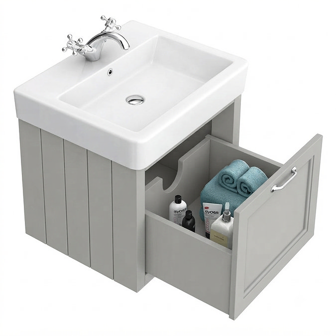Chatsworth Traditional Grey 560mm Wall Hung Vanity with Chrome Handle