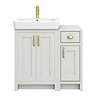 Chatsworth Traditional Grey 560 Vanity Sink + 300 Cupboard Unit with Brushed Brass Handles