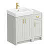Chatsworth Traditional Grey 560 Vanity Sink + 300 Cupboard Unit with Brushed Brass Handles