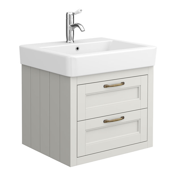 Chatsworth Traditional Grey 560mm 2 Drawer Wall Hung Vanity Victorian Plumbing Uk 