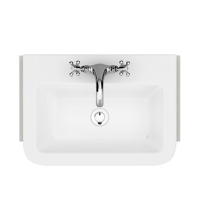 Chatsworth Traditional Grey 600mm Semi-Recessed Vanity with Brushed Brass Handles