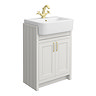 Chatsworth Traditional Grey 600mm Semi-Recessed Vanity with Brushed Brass Handles