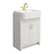 Chatsworth Traditional Grey 600mm Semi-Recessed Vanity with Brushed Brass Handles