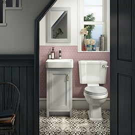 Chatsworth Traditional Grey Cloakroom Suite (Vanity Unit + Close Coupled Toilet) Medium Image