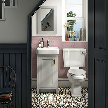 Chatsworth Traditional Grey Cloakroom Suite (Vanity Unit + Close Coupled Toilet)  Profile Large Imag